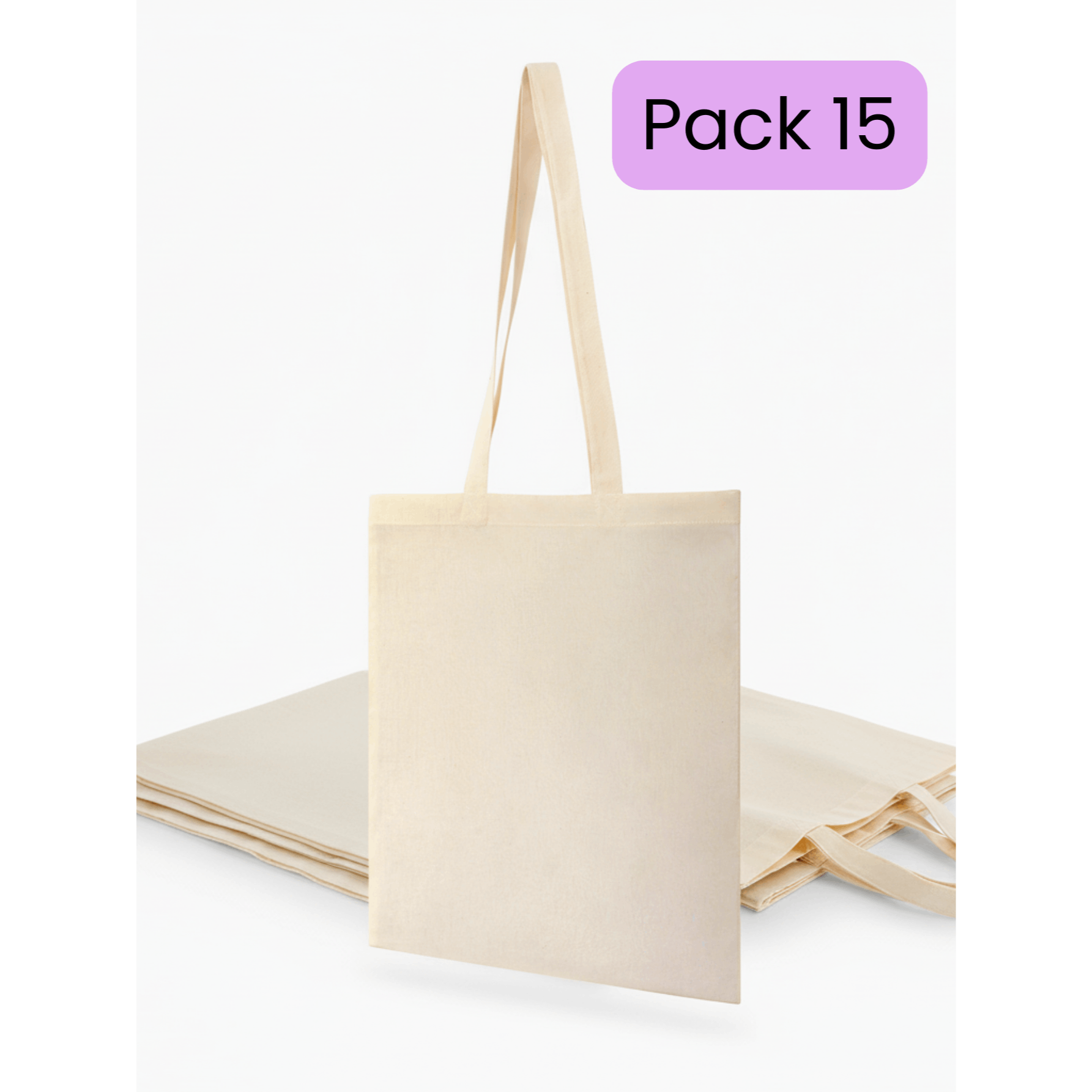 TEMU Pack 15 Bolsas de Tela de Algodón (Envío en 48 Horas) - Tote Bag Larga, Reutilizable - para Regalar, Pintar, Decorar, Manualidades, de Pintura,