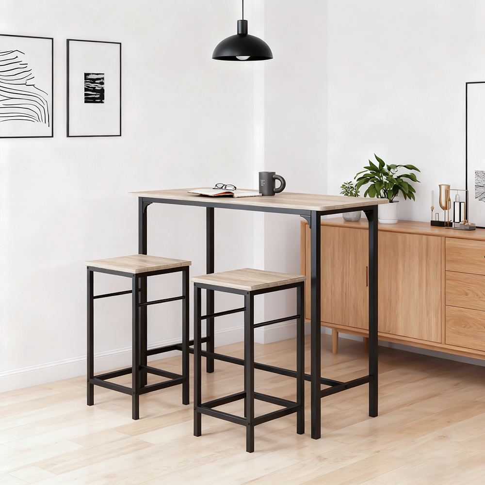TEMU Ensemble de tabourets de bar pour le petit-déjeuner - Ensemble de cuisine 3 pièces avec table haute et 2 tabourets - Tabourets de bar pour