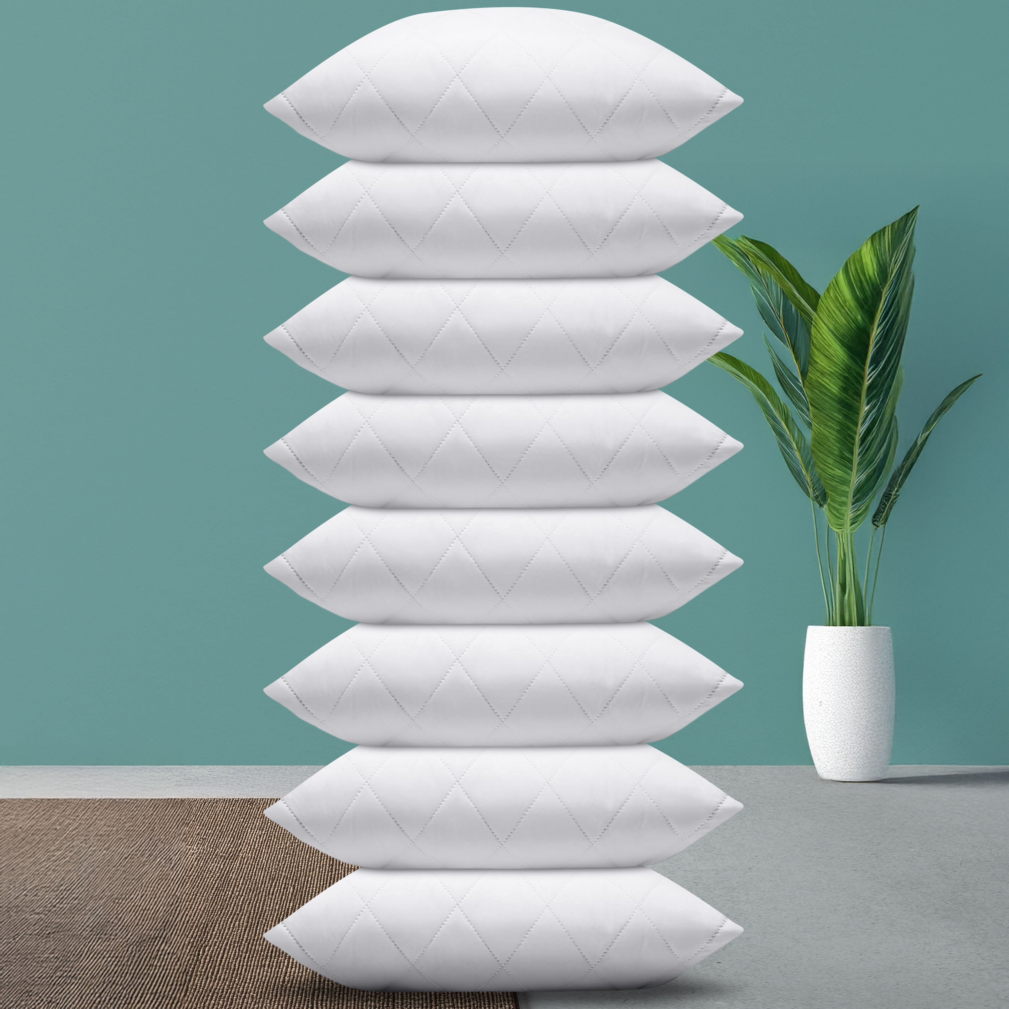 8er Set Cushions As Bed & Decorative Pillows – With Zipper For Filling – Ideal As Sofa And Ornamental Pillows – Washable Up To 60 °c – White