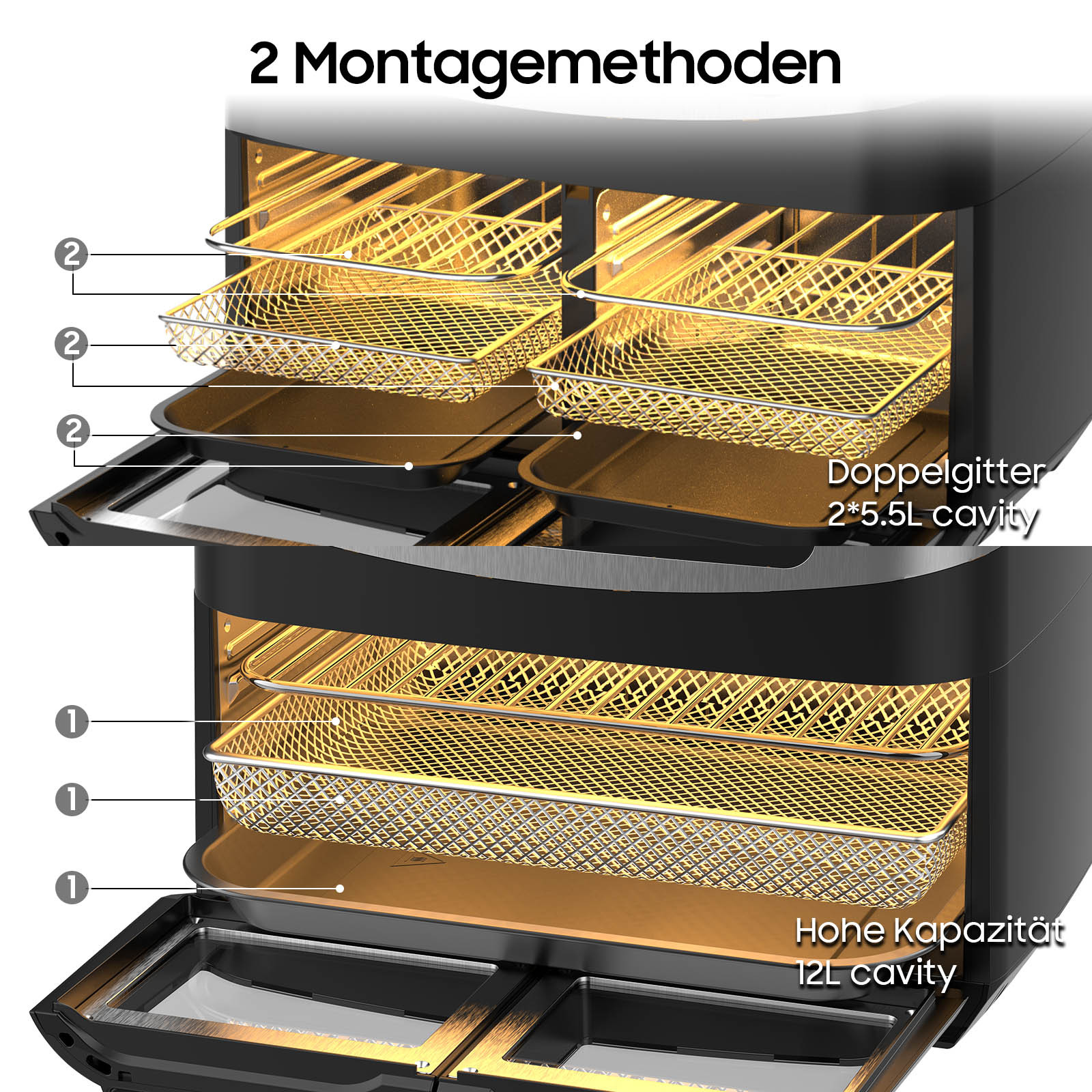 Heetluchtfriteuse 2 Kamers 12L