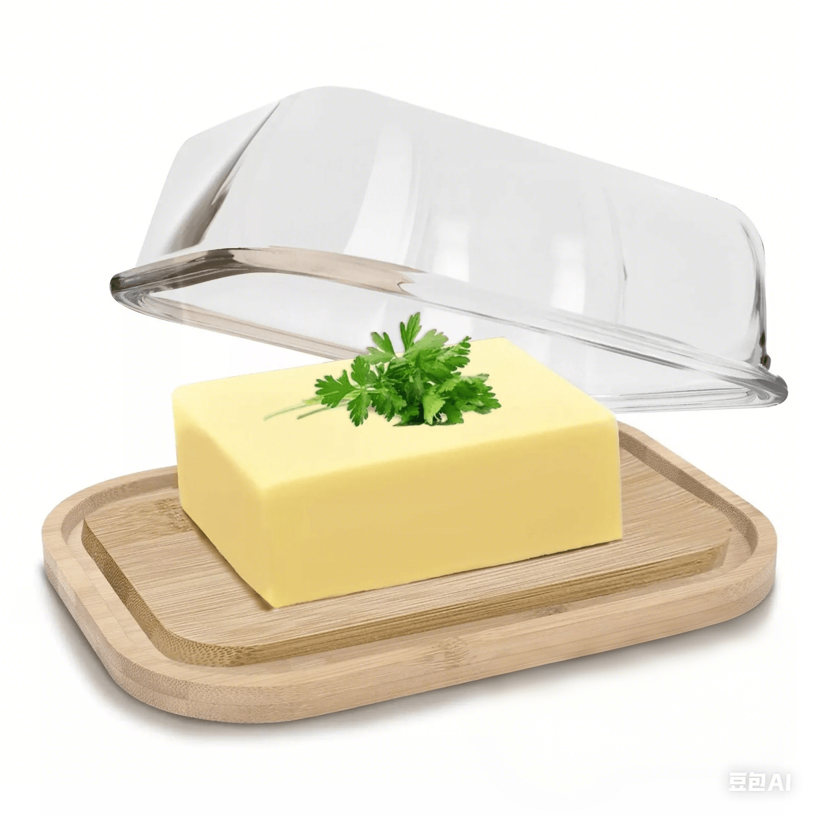 TEMU Butter Dish With Glass Lid - Butter Glass Dish Made Of High-quality Bamboo Base - Butter Dish Deep For Butter - Butter Dish Glass With Lid -