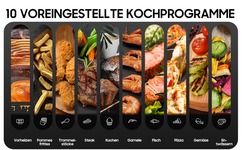 Heetluchtfriteuse 2 Kamers 12L - 2600W XXL Heetluchtfriteuse met Kijkvenster | Olievrije Friteuse met Digitaal Display, 10 Programma's, Zwart