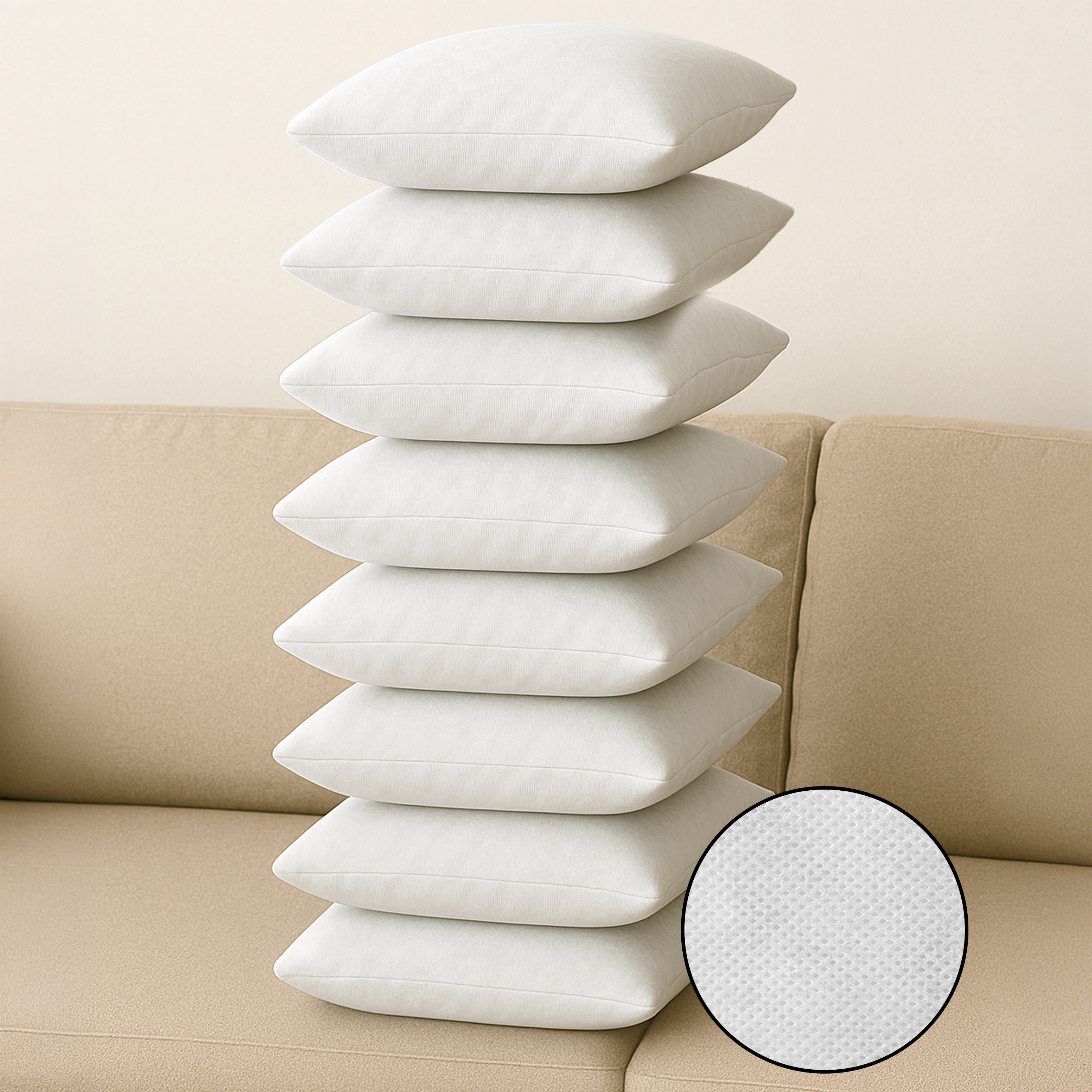 E-shop 8er Set Kissen für Bett und als Dekokissen - Füllkissen aus Polyester - Sofakissen - Zierkissen für Couch und Sofa - Ökotex - Waschbar bis 40° -