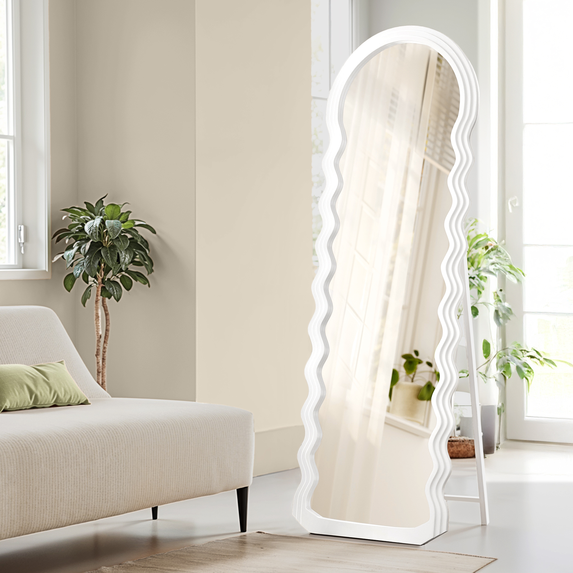 TEMU Pleine Longueur Complet, 160 x 50 cm, Irrégulier sur Pied, Cadre en MDF avec Support, pour Chambre, Salon, Entrée
