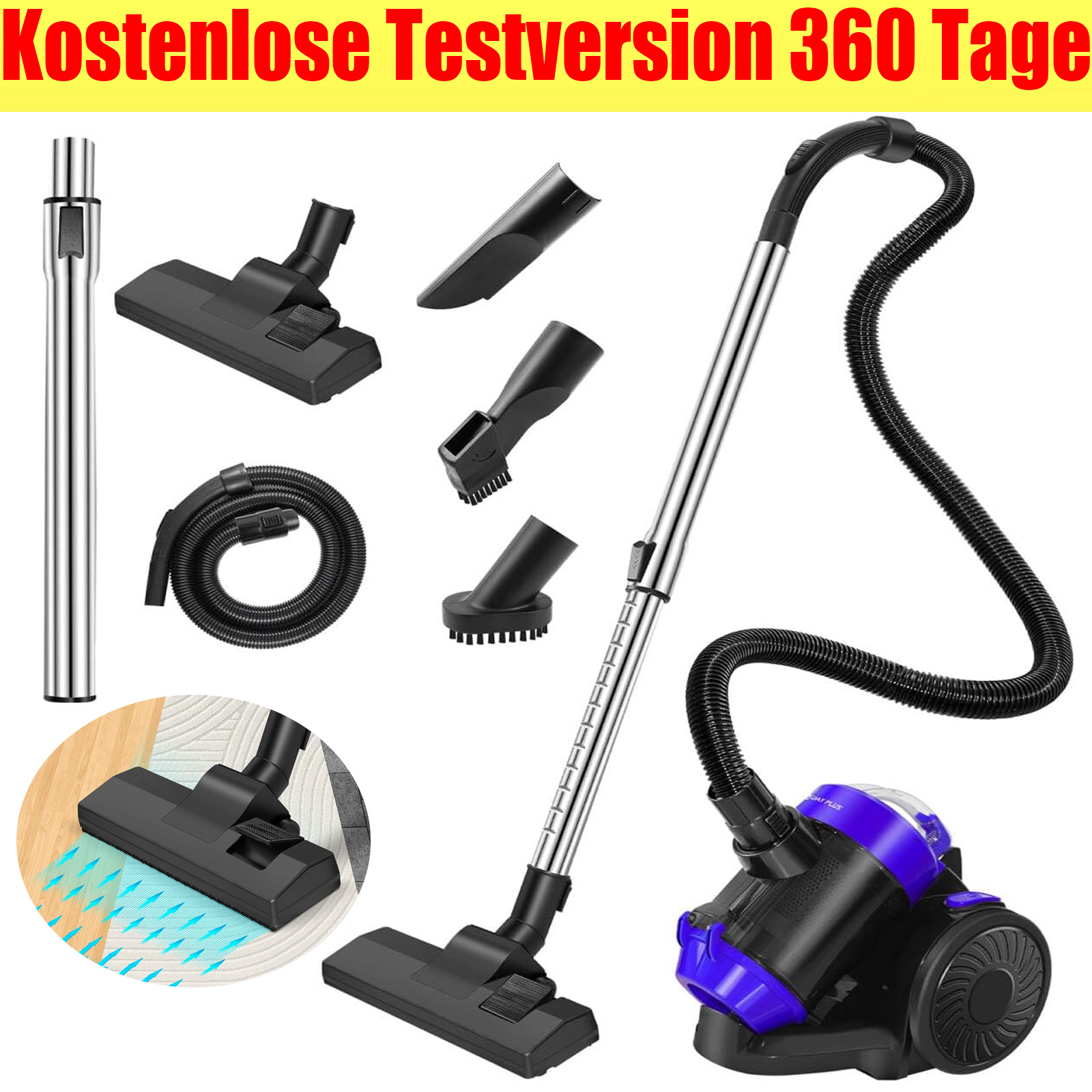 Cylinder Vacuum Cleaner,15 In 1 Multi-tool Powerful Motor,bagless Powerful Vacuum Cleaner For Stairs, Compact And Lightweight, Removes Dust,for Stairs, Carpet, Floor, Pet Hair Cheaner