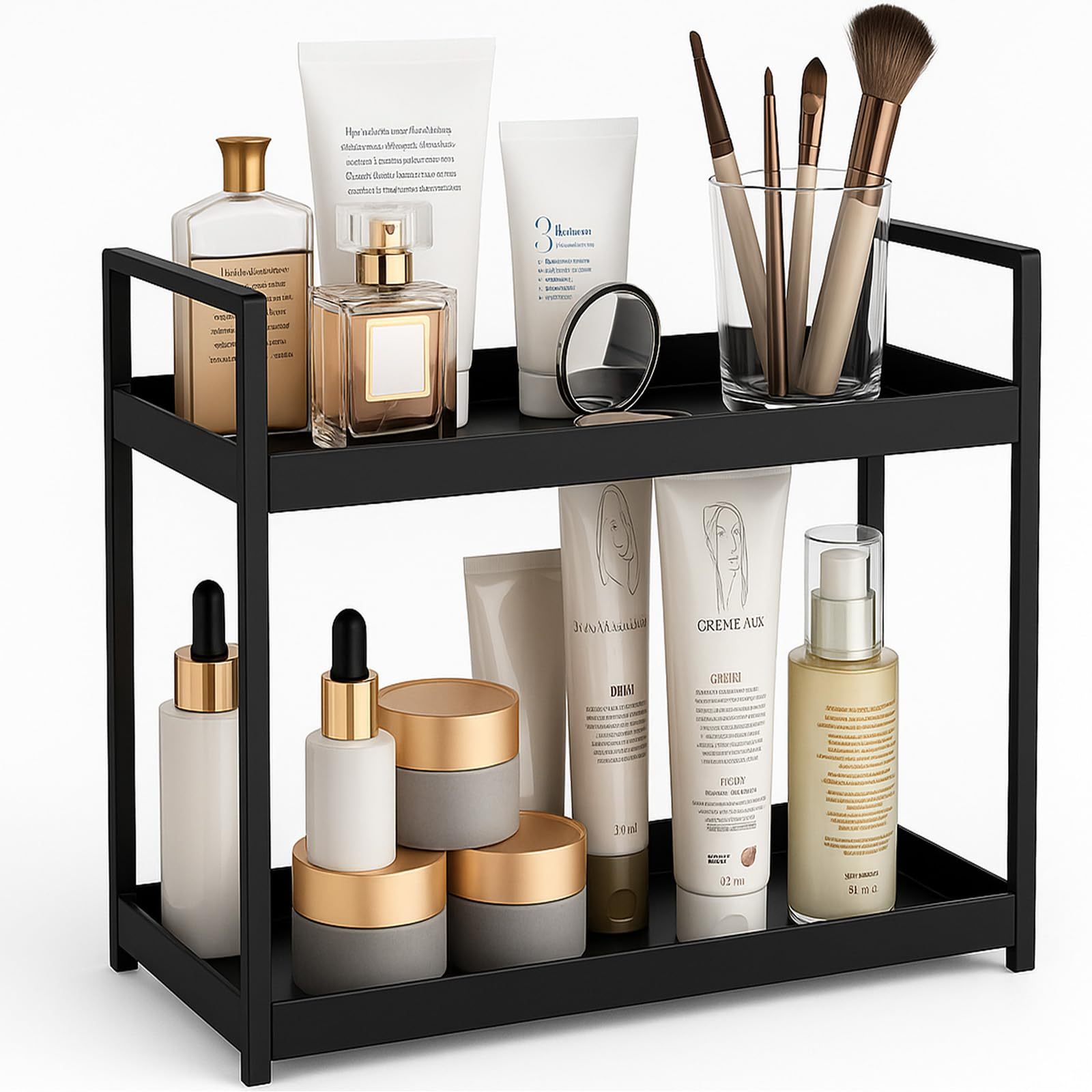 Double-tier Kitchen Shelf – Spice Rack, Shower Shelf, Perfume Holder, Perfect For Kitchen, Bathroom, And Bedroom – Freestanding, Space-, A Kitchen Storage Wonder