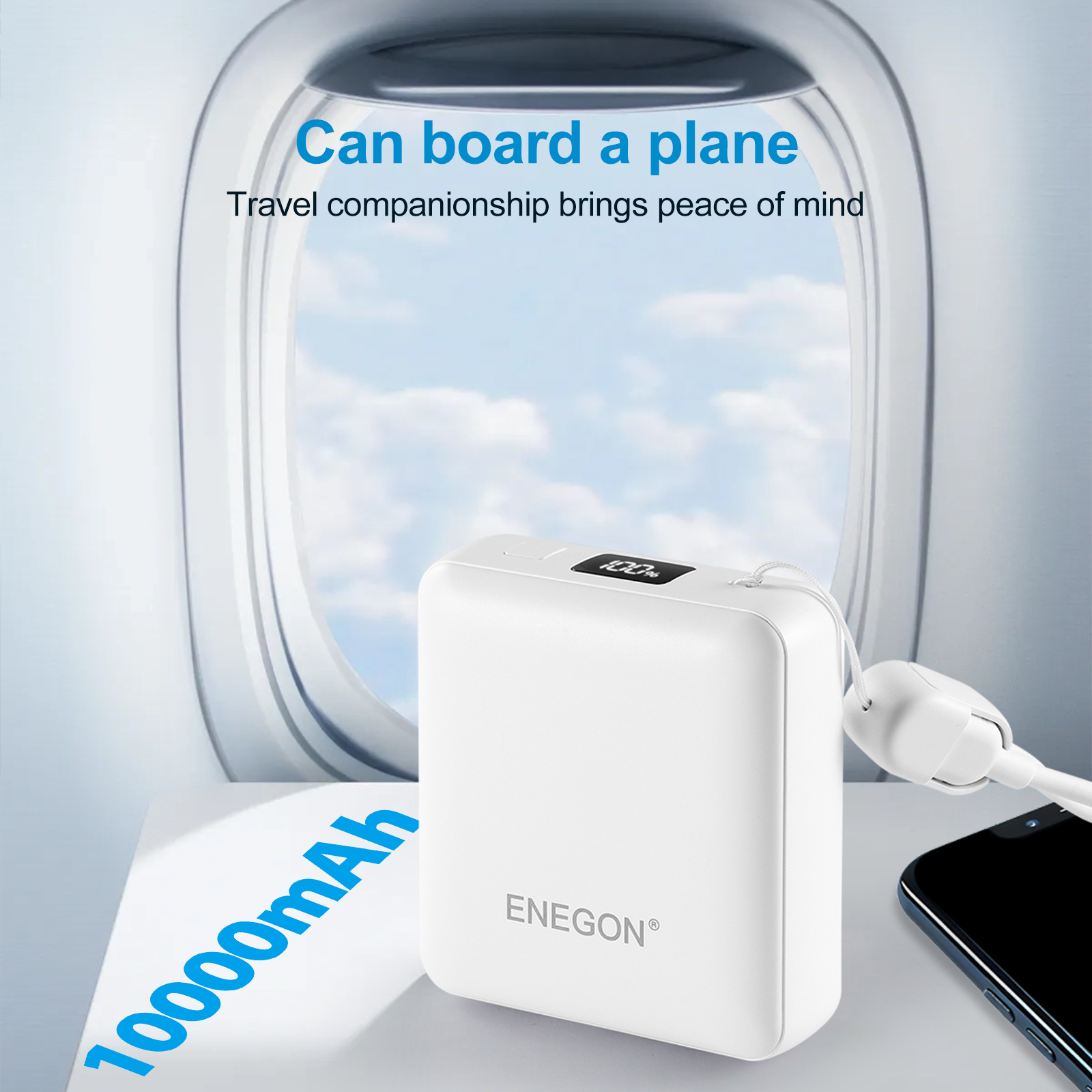 Batterie externe ENEGON 10000mAh 22.5W, charge rapide, chargeur portable avec affichage numérique de la batterie, pour iPhone 16/15/14/13/12/ pour Xiaomi/Samsung, chargement USB Type-C