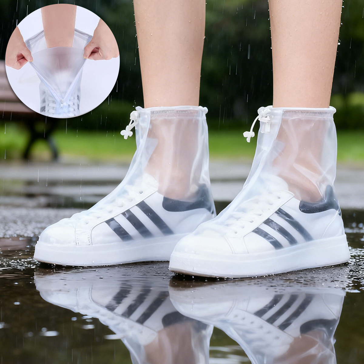 TEMU 1 par de fundas de lluvia cortas para zapatos: fabricadas con materiales de calidad, son duraderas, suaves, plegables y ligeras, además de ser