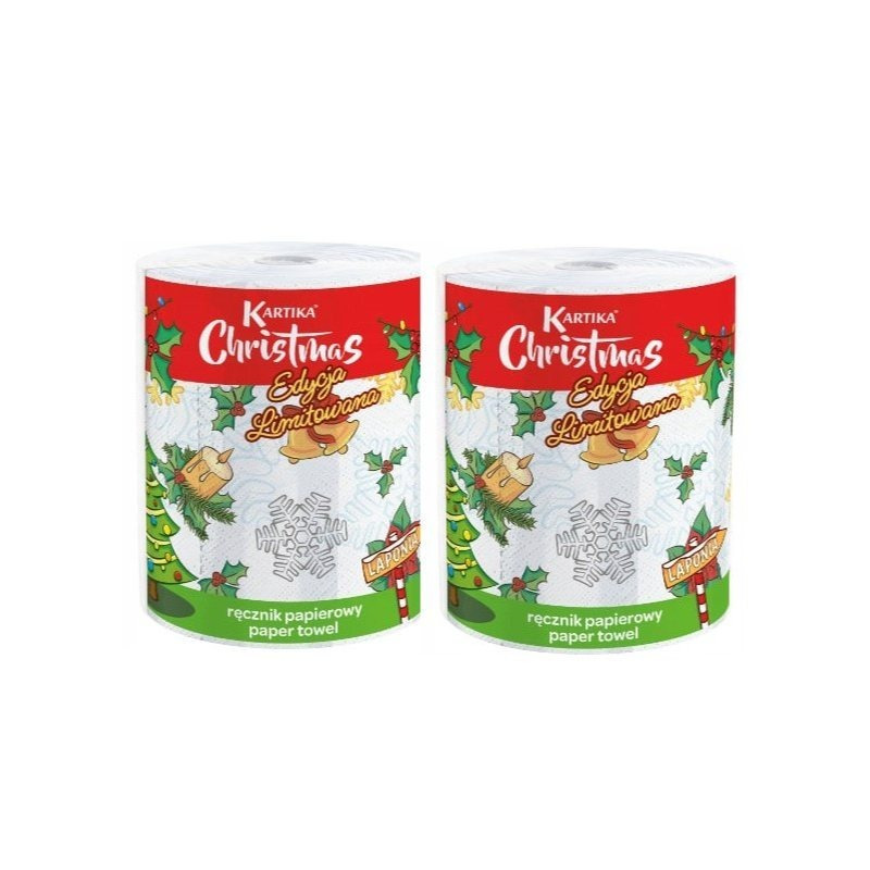 Holiday Paper Kitchen Towel Roll, Santa And Christmas , 3-ply, Large Xl Size, Assorted Random Patterns For Christmas And Santa-themed Celebrations