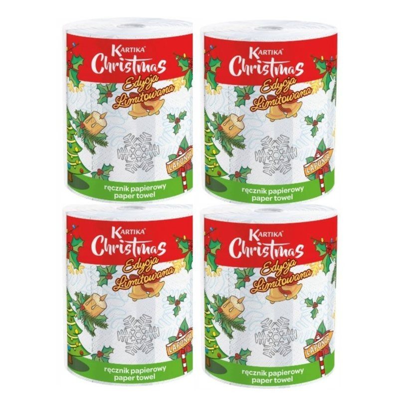 Image of Holiday Paper Kitchen Towel Roll, Santa And Christmas , 3-ply, Large Xl Size, Assorted Random Patterns For Christmas And Santa-themed Celebrations