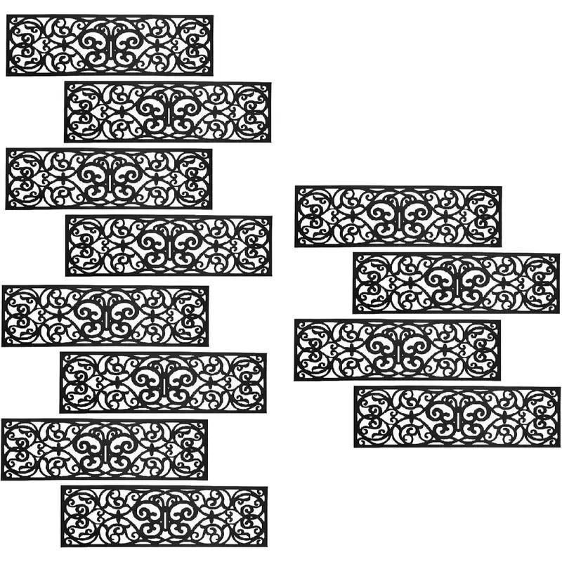 TEMU 12pcs Anti Slip Rubber Stair Treads Non Slip Stairs - Outdoor Indoor Iron Effect Mats - For Patio Entryway Garden - Pads Heavy Duty Rubber Grass