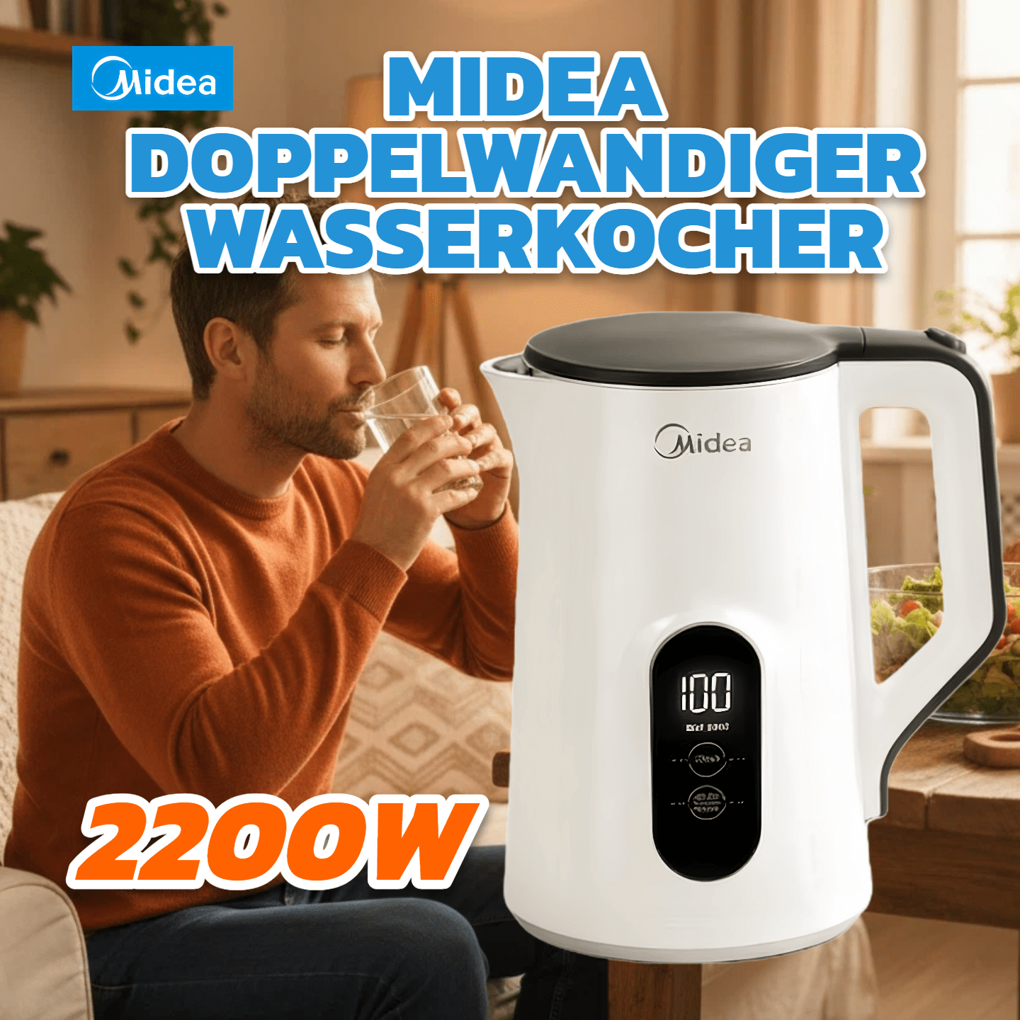 Mid-size Water Kettle, Temperature Setting 45°c - 100°c, 1.5l Water Kettle, 2200w Stainless Steel Water Kettle, Double-walled, With Temperature Display And Safety Features, Bpa-free, White.