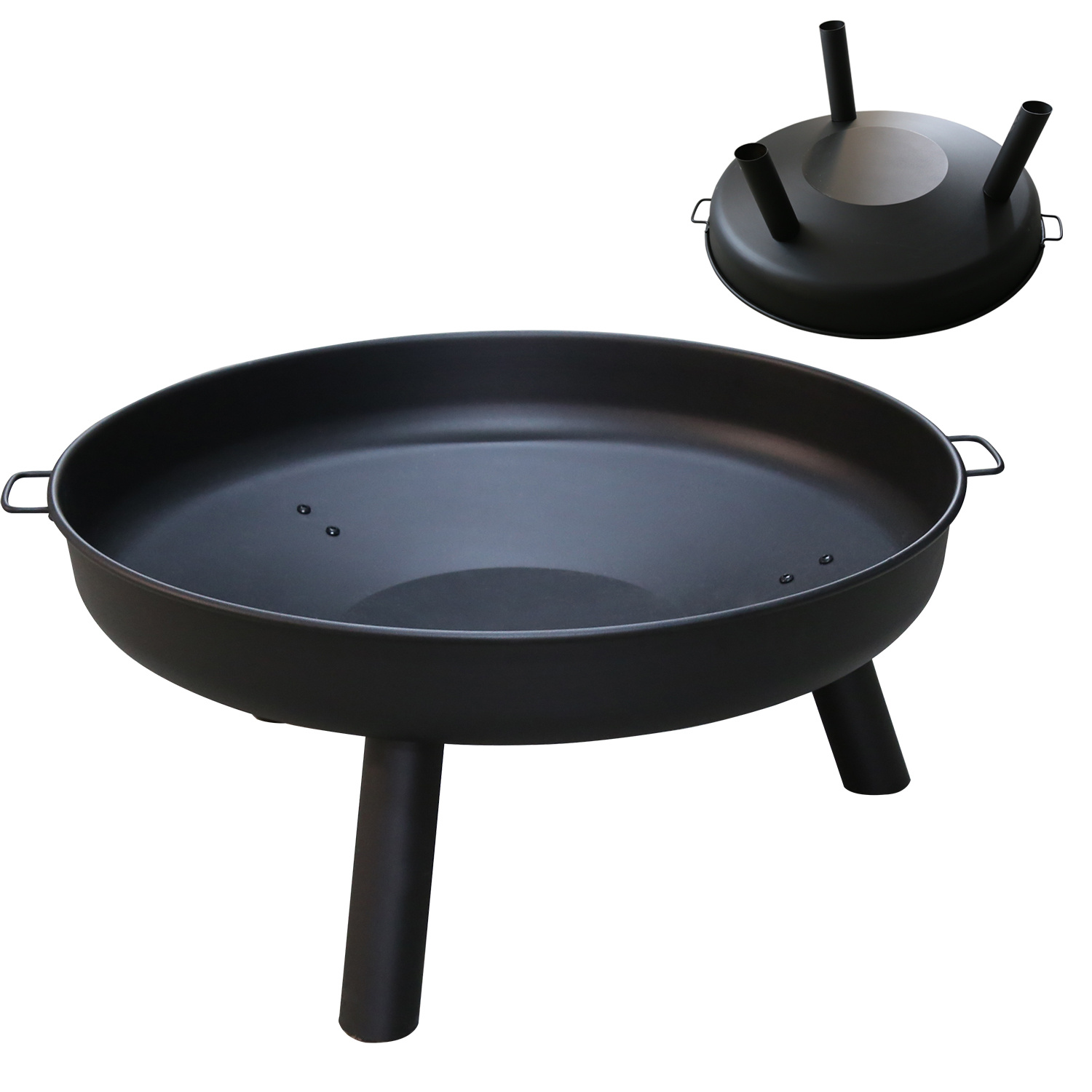 TEMU Fire Bowl Diameter 82.5 Cm Large Fire Pit With 3 Removable Legs And Handles, Fire Bowls Fire Basket Fire For Outdoor Patio Balcony Garden Fire