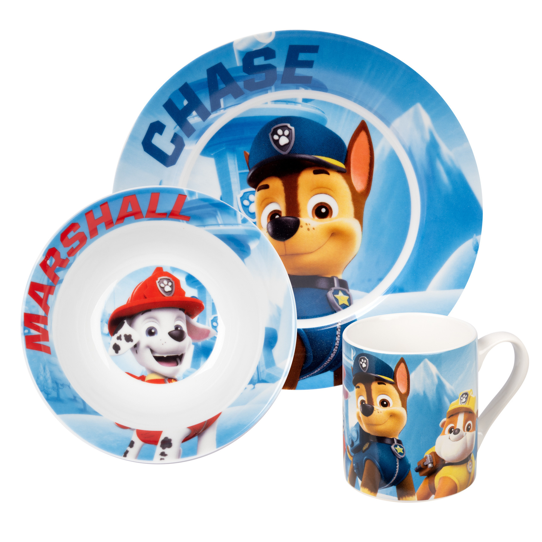 Breakfast Set For Kids - 3pcs Porcelain Dish Set, Plate, Bowl & Cup