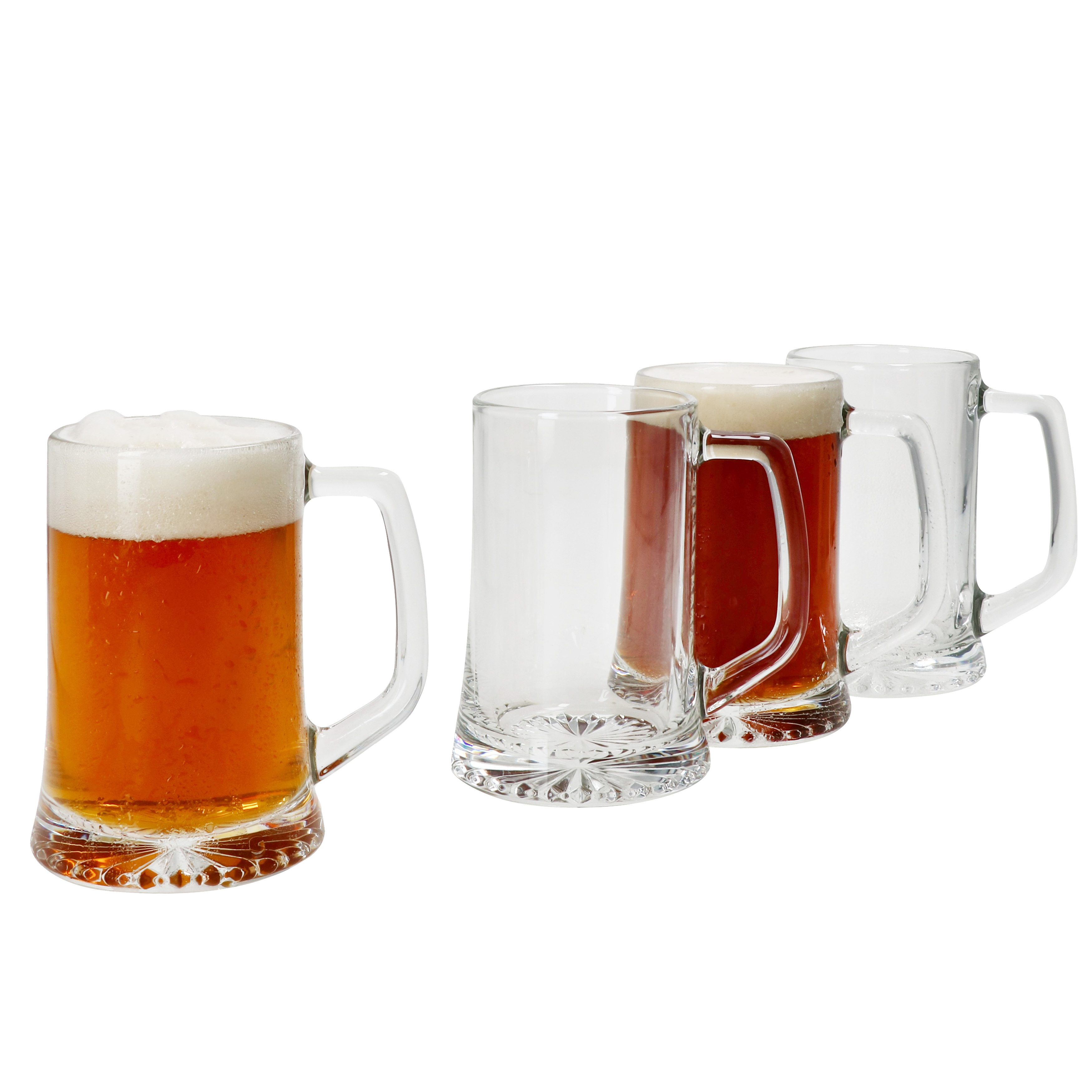 4x Artisan Beer Mug 250ml With Star Base & Handle Beer Clear 0.25l Made Of Glass