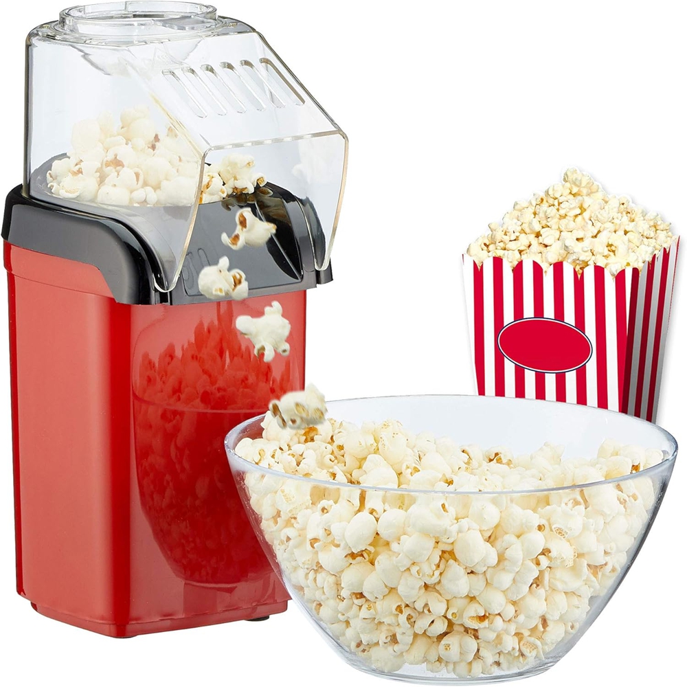 1200W HOT AIR POPCORN MAKER MACHINE QUICK PREPARATION GREASE-FREE WITH MEASURING CUP TRANSPARENT LID FOR HOME THEATER MOVIE NIGHT PARTIES GAMING