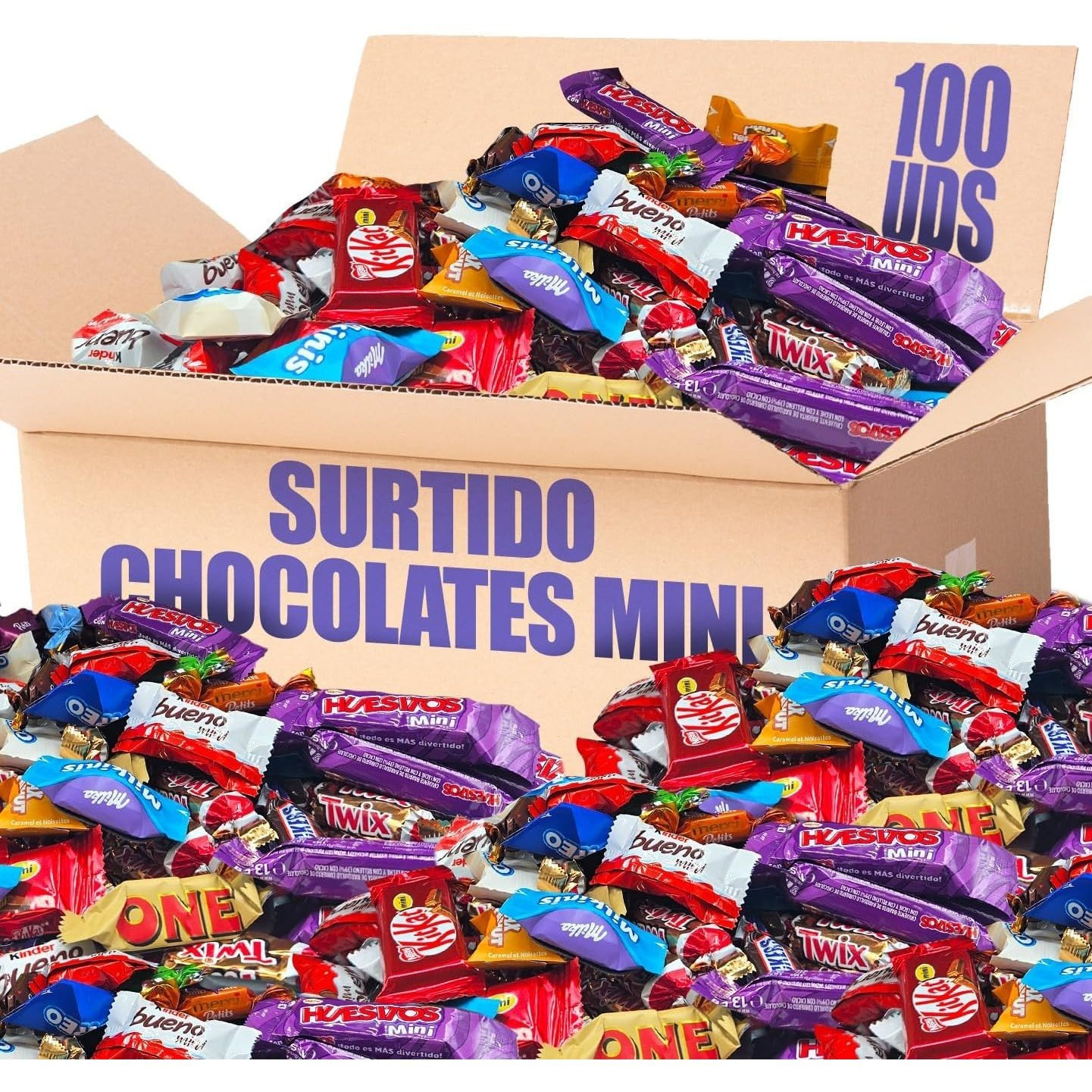 100 Unidades de Chocolates de Navidad Mini Assorted | Caja de Chocolates Gourmet MINI V...