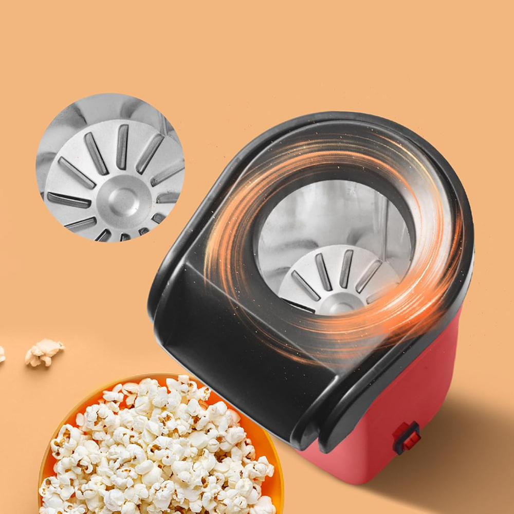 1200W HOT AIR POPCORN MAKER MACHINE QUICK PREPARATION GREASE-FREE WITH MEASURING CUP TRANSPARENT LID FOR HOME THEATER MOVIE NIGHT PARTIES GAMING