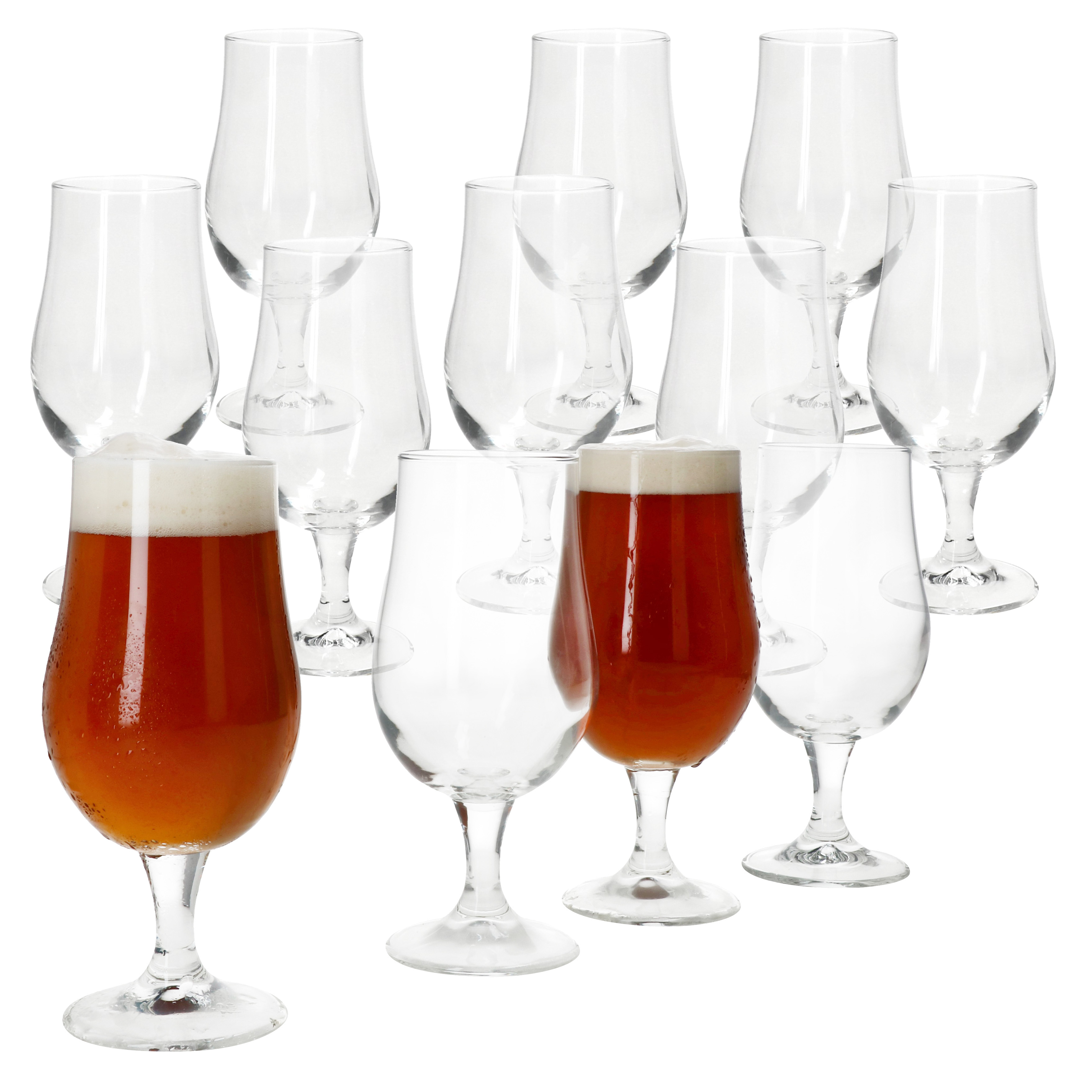 12x Hook Pilsner Glasses 350ml With Base, Clear Beer Glasses 0.35l, Glass Beer Mugs