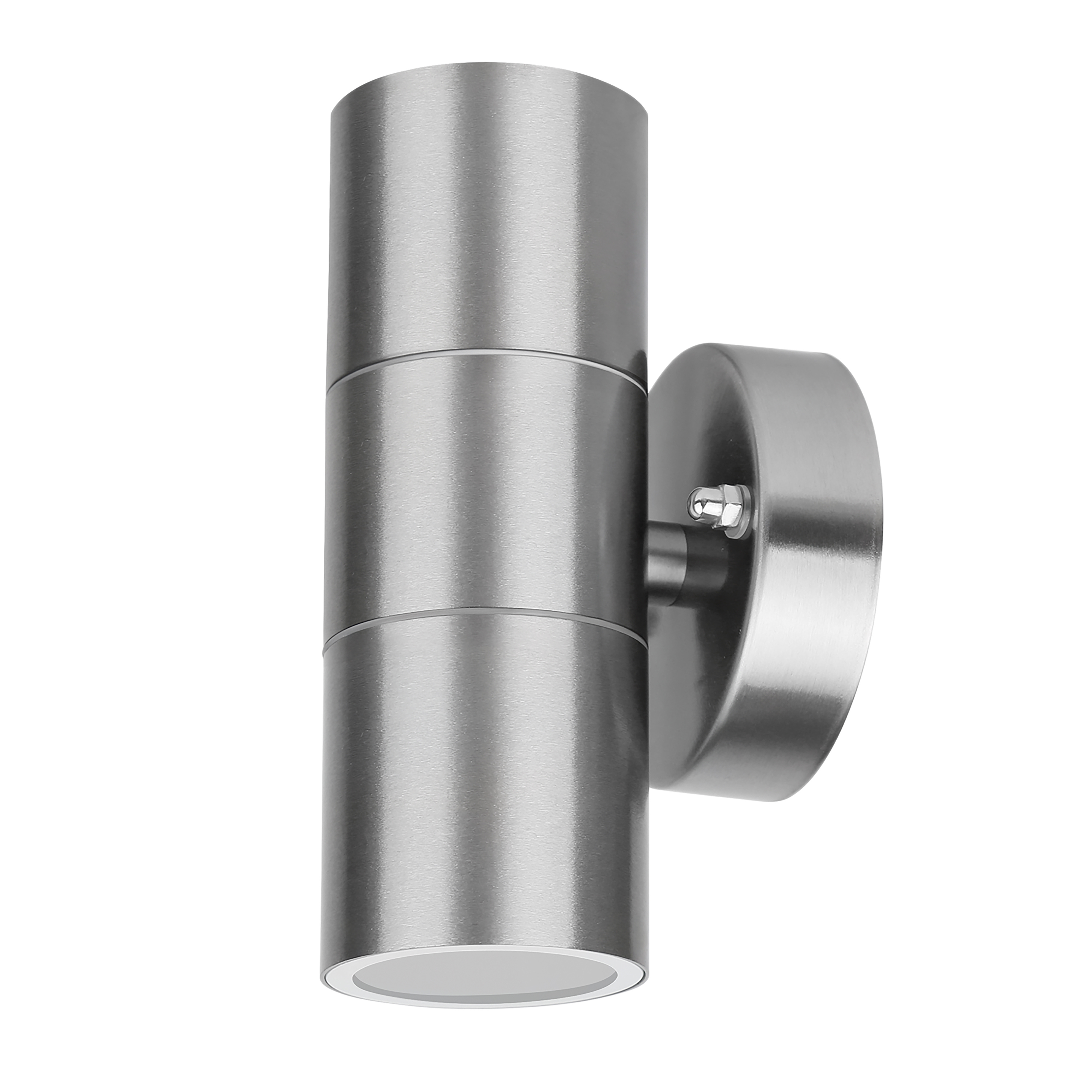 E-shop Wandlampe UP and DOWN Edelstahl, mit nach oben und unten gerichtetem Lichtschein, 2x GU10 Fassung, Wandleuchte rund Down Light Wand Lampe Außen