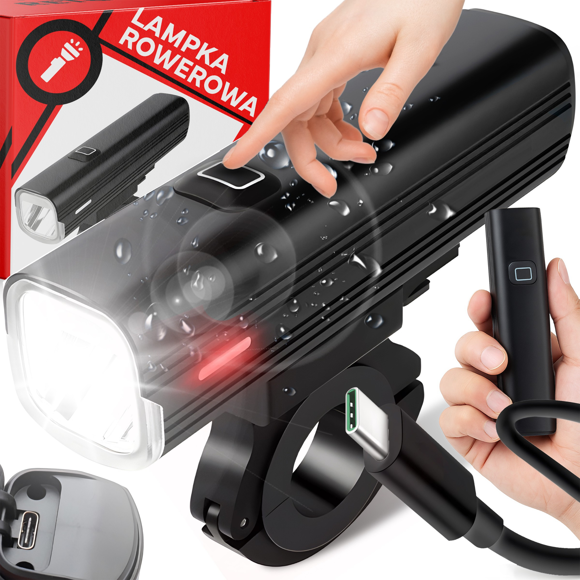 TEMU Lampe LED puissante 1000 LM étanche pour vélo, charge USB-C, montage sur guidon, lumière de 1000 , diode , portée de faisceau jusqu'à 200 m, , 5