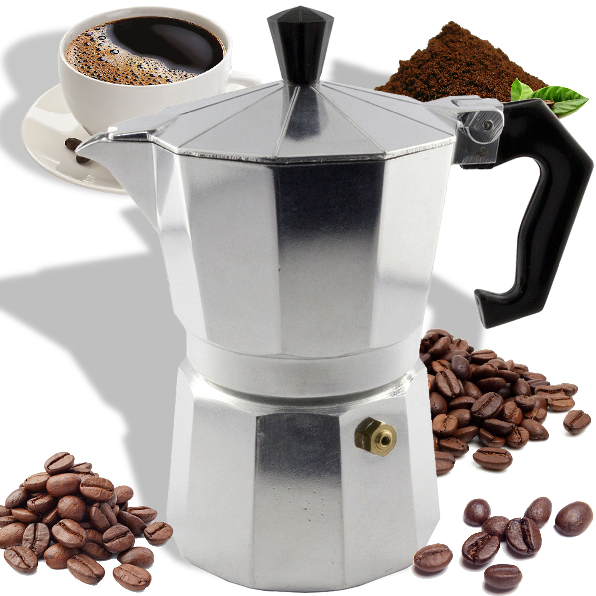 TEMU Classic Espresso Machine Retoo , 600ml Pressure , Compatible With Gas Stove, Compatible With Ceramic Plate, Traditional Italian Design, Fast