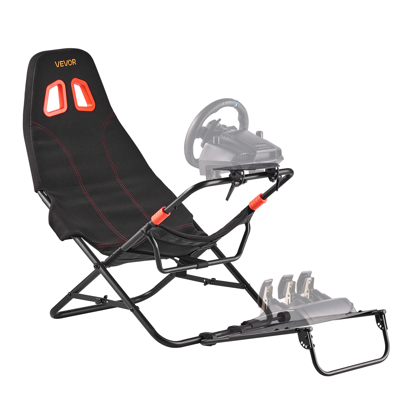 Vevor Portable Racing Wheel Stand, Foldable & Adjustable Steering Sim Wheel Stand, 470 Mm Seat Inner Width, Compatible With //g29, T248p, , , , Black