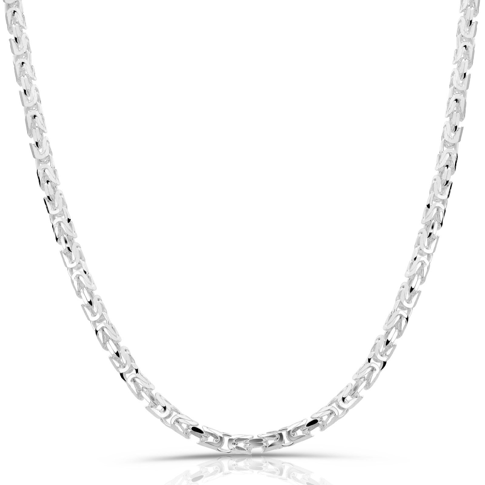 King Chain 3mm Width Real 925 Sterling Silver Made In Italy Solid With Certificate Carabiner Closure High Polish For Women And Men