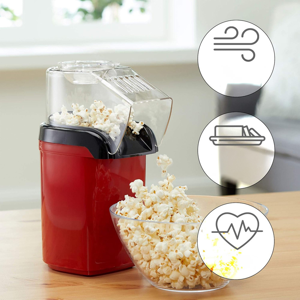 1200W HOT AIR POPCORN MAKER MACHINE QUICK PREPARATION GREASE-FREE WITH MEASURING CUP TRANSPARENT LID FOR HOME THEATER MOVIE NIGHT PARTIES GAMING