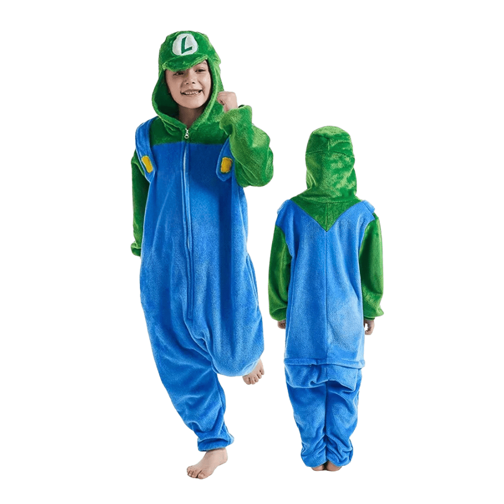Plus Mario Luigi Kigurumi Costume with Hood And Pockets for Nerd Hunters, 100% Polyester, Autumn And Winter, Casual, Party And Everyday Wear, S - XXL (145 - 195 Cm)
