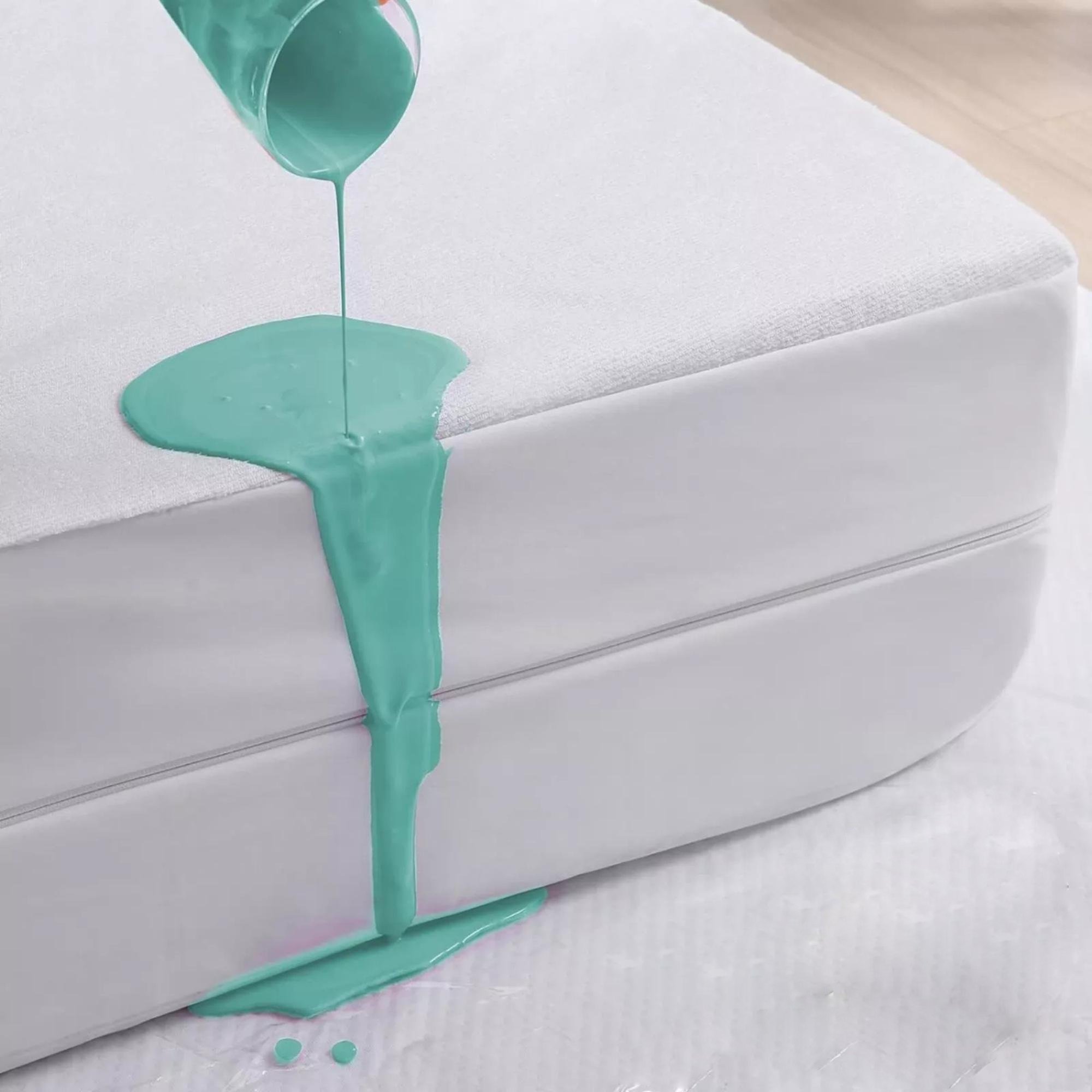 TEMU Jacquard Mattress Zipped Cover Full Waterproof Mattress Zip Protector 30cm Deep & Hypoallergenic Mattress Cover With Double Side Zipper Closure