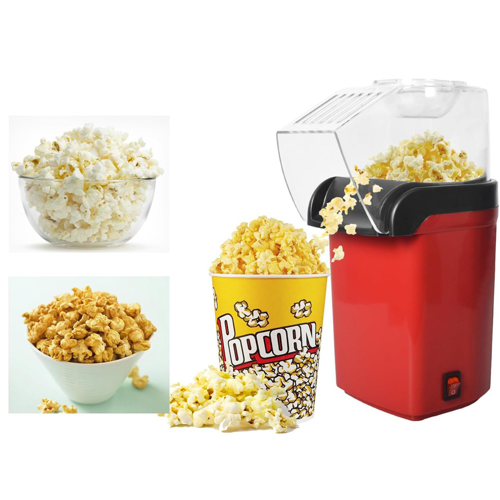 1200W HOT AIR POPCORN MAKER MACHINE QUICK PREPARATION GREASE-FREE WITH MEASURING CUP TRANSPARENT LID FOR HOME THEATER MOVIE NIGHT PARTIES GAMING
