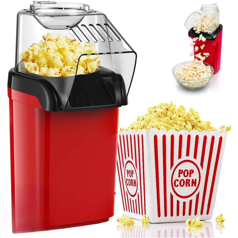 1200W HOT AIR POPCORN MAKER MACHINE QUICK PREPARATION GREASE-FREE WITH MEASURING CUP TRANSPARENT LID FOR HOME THEATER MOVIE NIGHT PARTIES GAMING