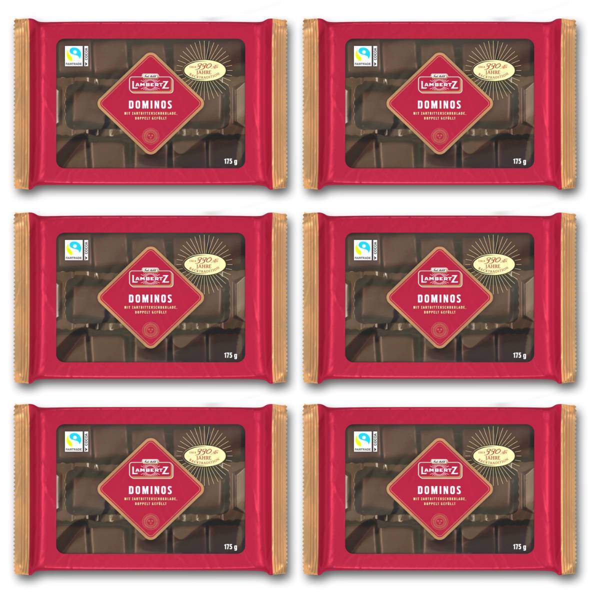 Image of Lambertz Dominoes Covered With Mild Bitter Chocolate 175g 6-pack