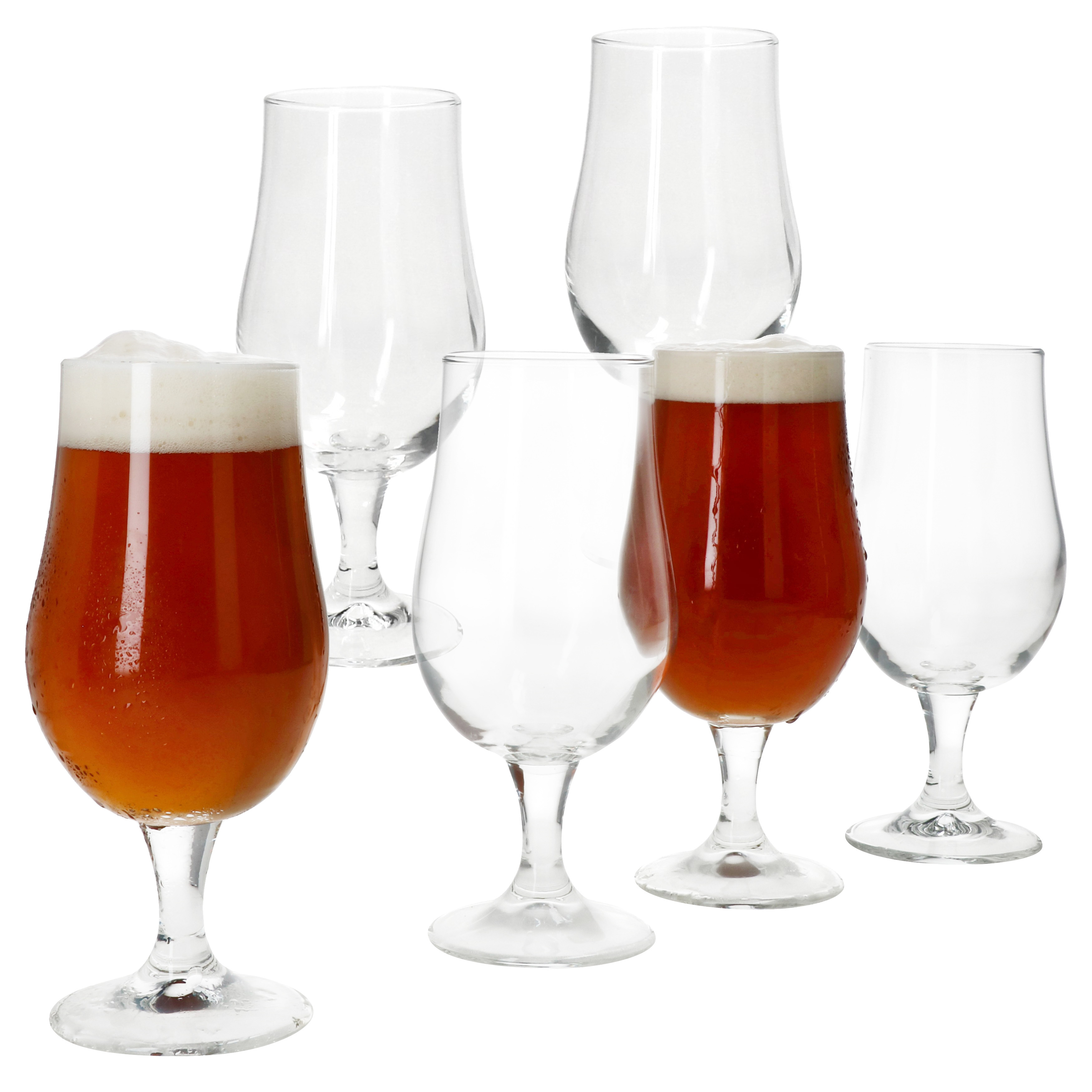 Image of 6x Hook Pilsner Glass 350ml With Foot Clear Beer Glasses 0.35l Made Of Glass Beer Tulip