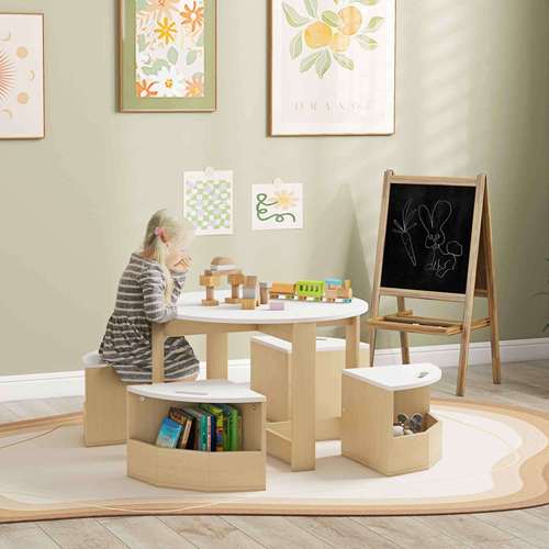 kids table and chairs set five piece childrens table and chair set with storage children activity table 3 8 years white