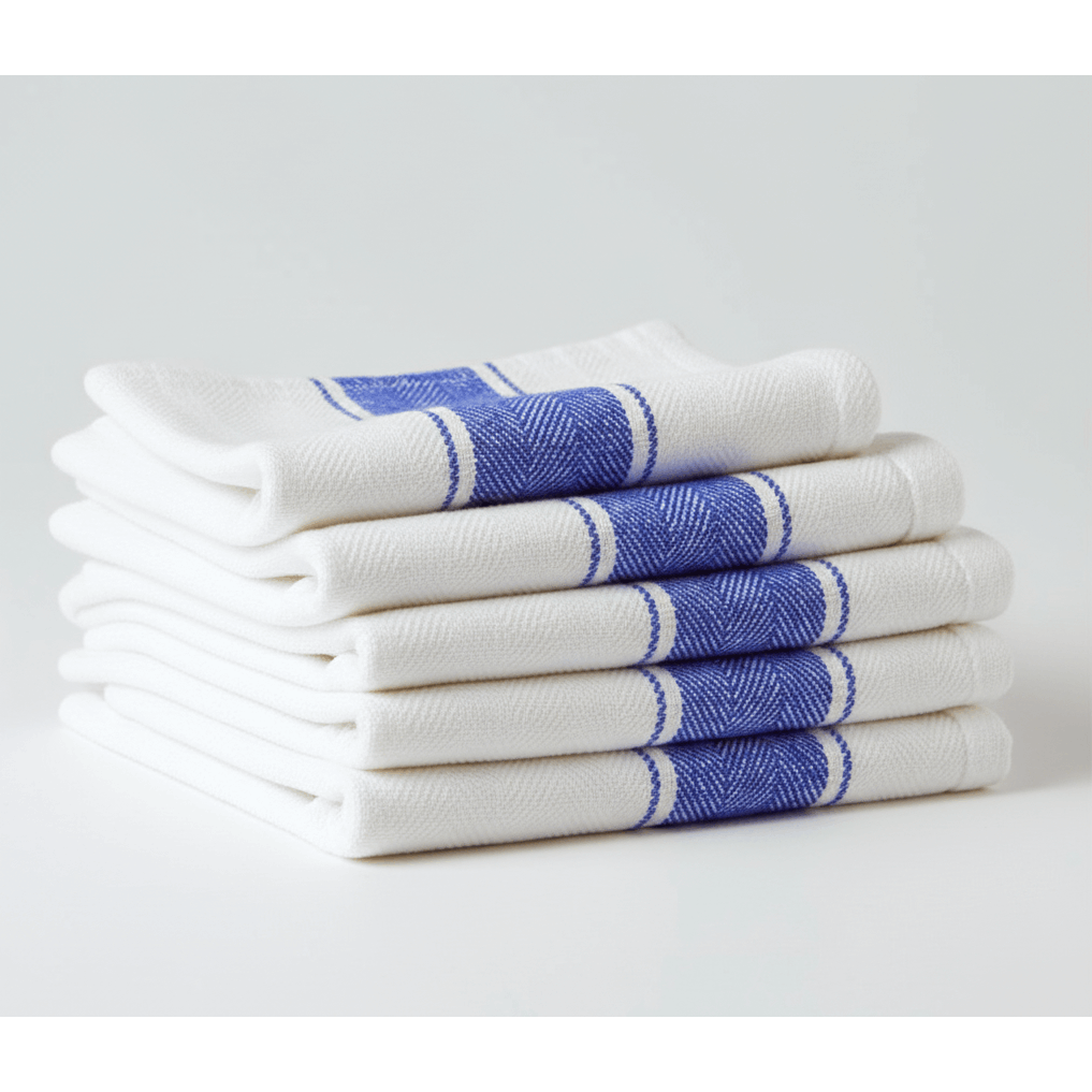 TEMU Pack Of 2, 5 & 10 Herringbone Towels – Stripes 50cm X70cm Soft Absorbent Cleaning Cloths Durable Multipurpose Kitchen & Home Wipes