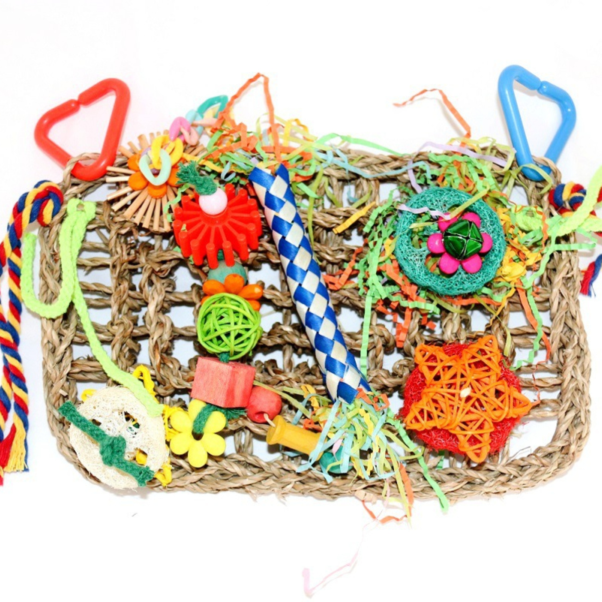Image of ® Parrot Toy Natural Safe Wooden Block Swing For Chewing For All Parrots