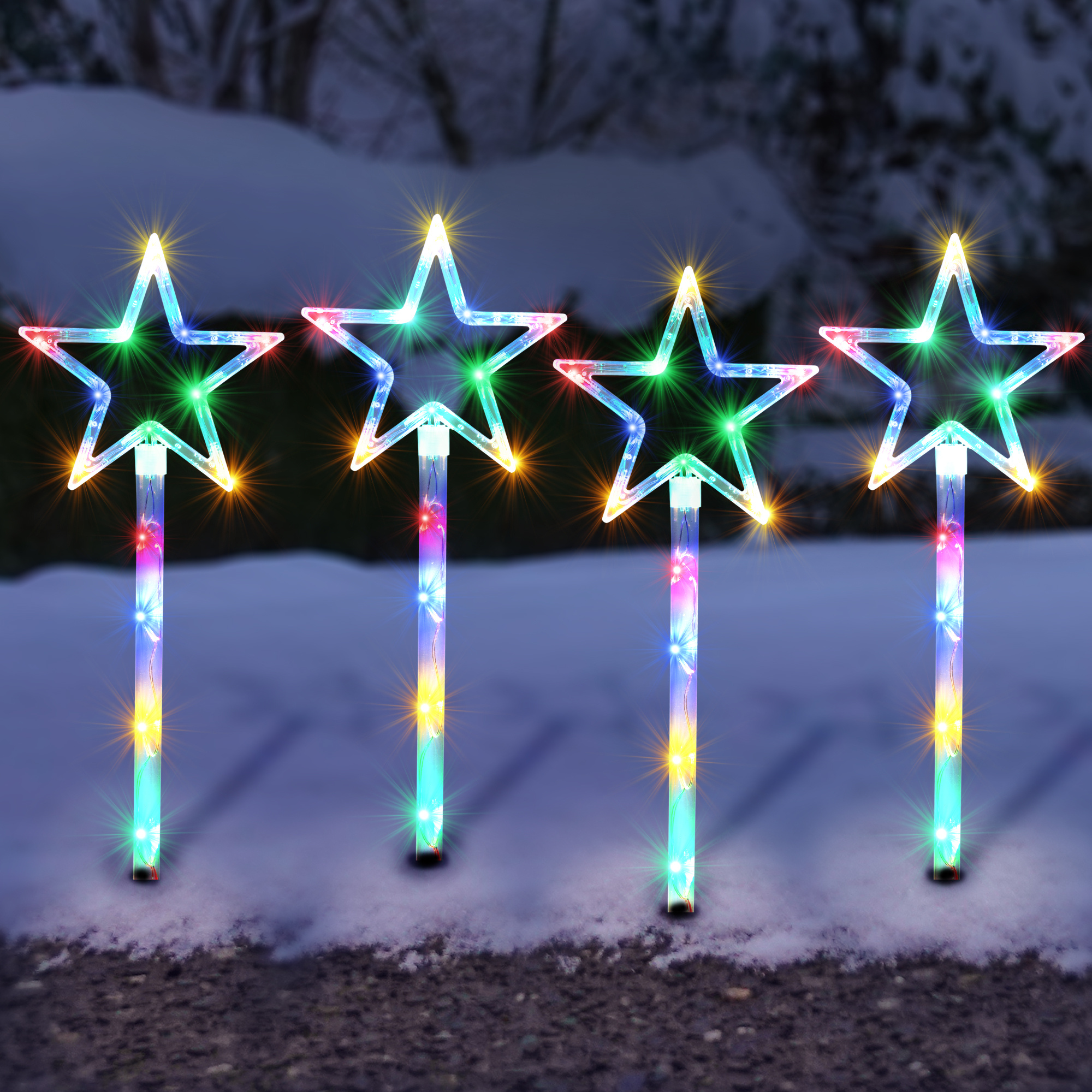 TEMU 60 Led 4 Battery Operated, Led Lights Stakes Garden Lights With 8 Function For Outdoor Decor And Christmas Gifts
