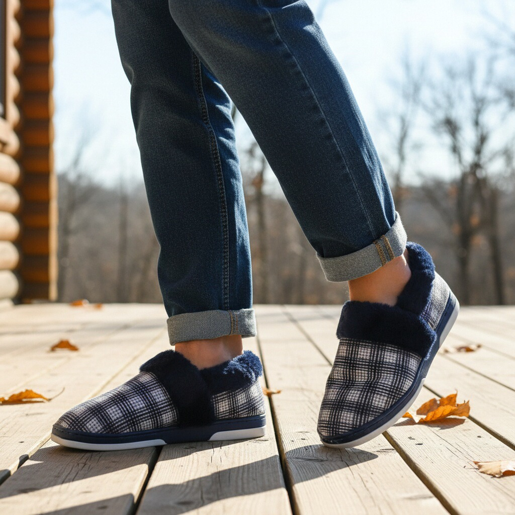 TEMU Slippers For Men, Warm, Cozy And Relaxing - Casual Slippers For Home, Winter Warm Footwear Lined With Fleece, Anti-slip Rubber Sole, Cute