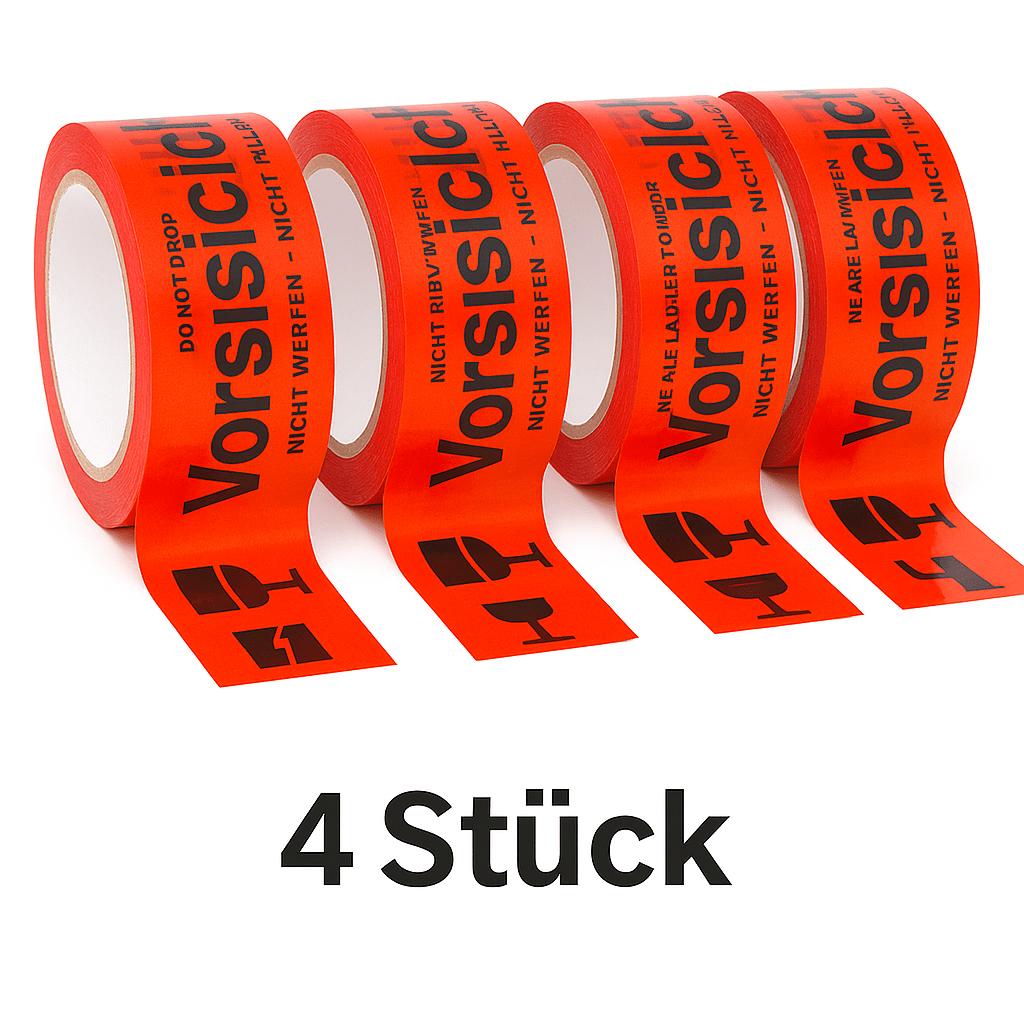 48mm X 66m Adhesive Tape "caution Glass" 4 Rolls "caution Glass" Warning Tape / Caution Tape "caution Glass" 4 Rolls