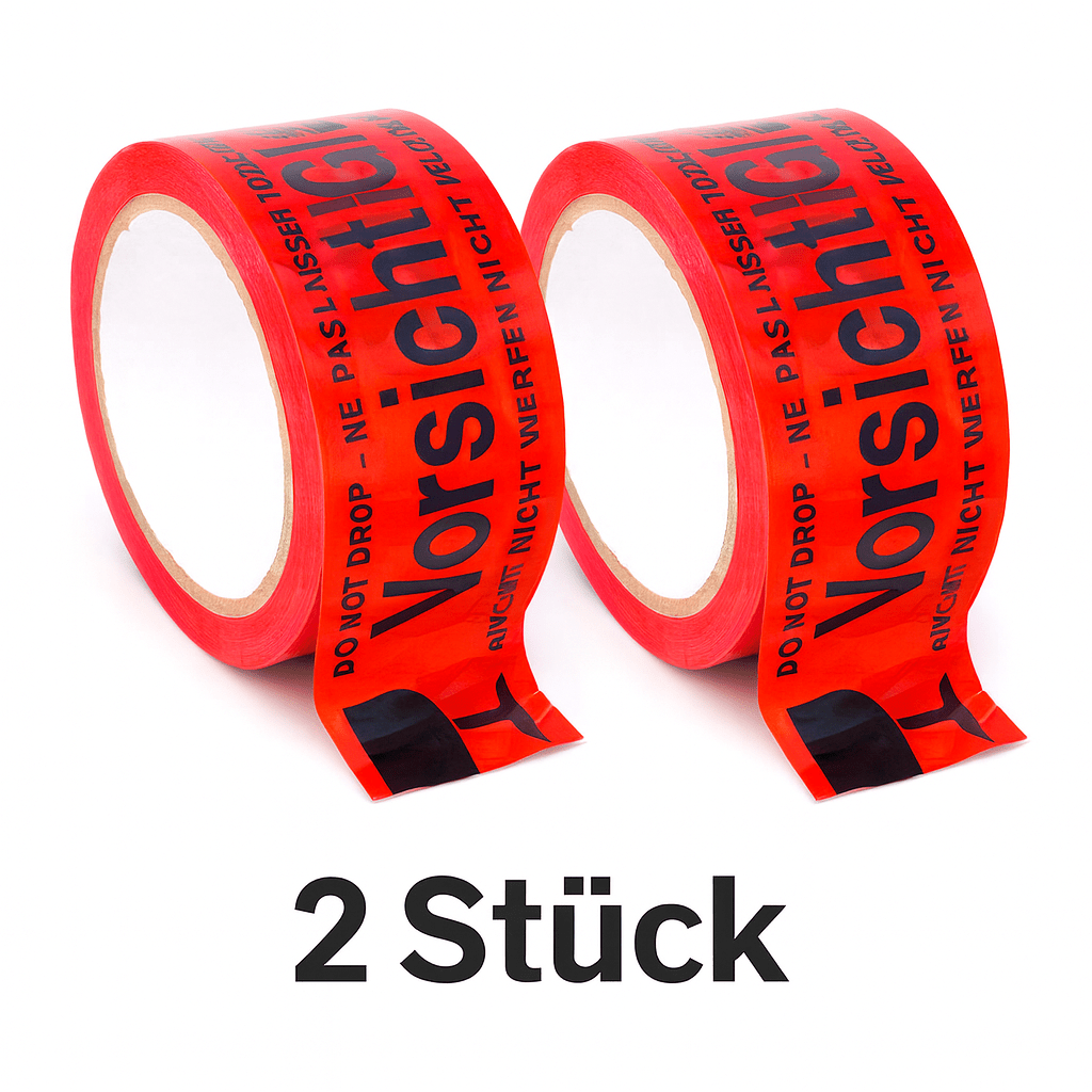 E-shop 48mm x 66m Klebeband "Vorsicht Glas" 2 Rollen "Vorsicht Glas" Packband / Warnband "Vorsicht Glas" 2 Rollen