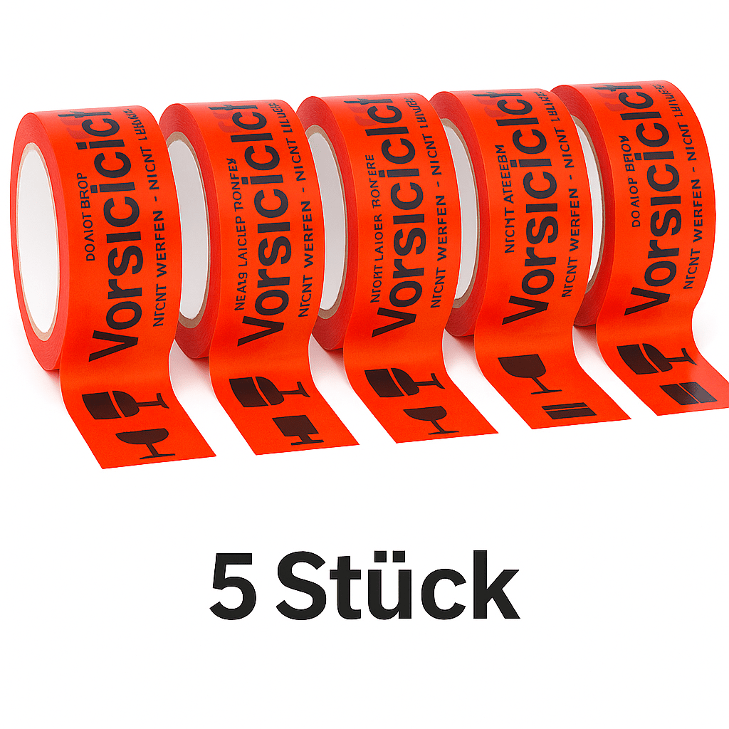 48mm X 66m "caution Glass" Tape, 5 Rolls / Warning Tape "caution Glass", 5 Rolls