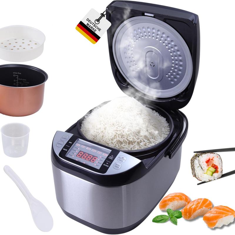 TEMU Reiskocher RK50 5 Liter – Elektrischer Multifunktionskocher mit 3D Heizsystem, Warmhaltefunktion & Timer – mit Touch Bedienung – Premium