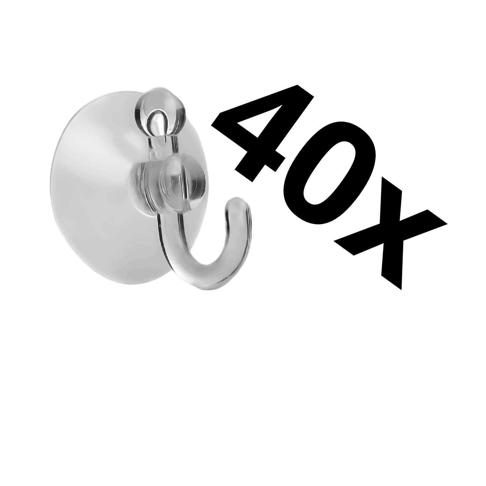 40 Suction Cups With Hooks, 30 Mm - Suction Cup Hooks For Christmas Lighting Holder