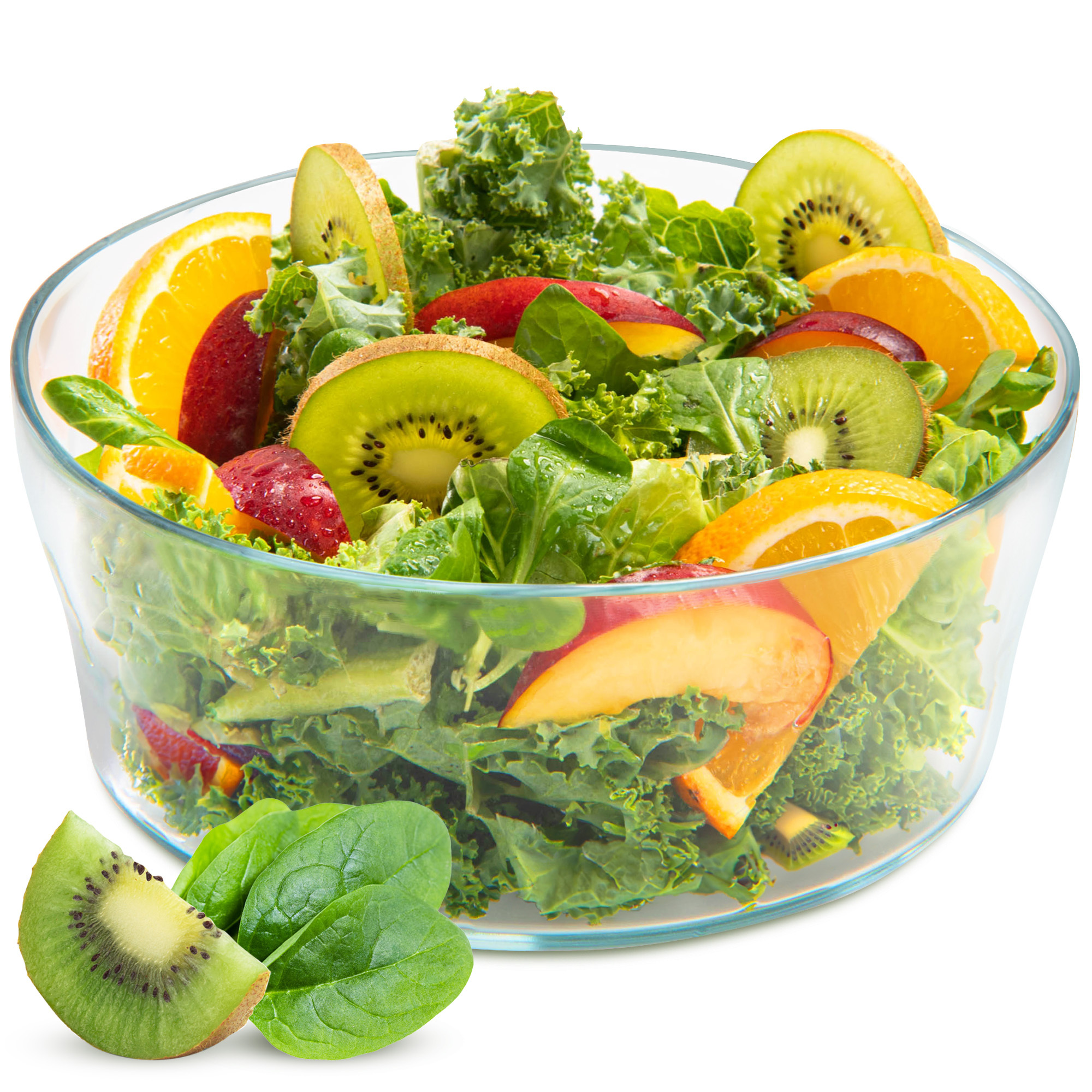 Image of Elegant Salad Bowl Made Of High- - 1.7 L, 19 Cm Diameter - Beautifully Shaped And Versatile Glass Bowl For Salads, Fruit, Snacks, & Sweets - , Dishwasher-safe & Manufactured In Europe.