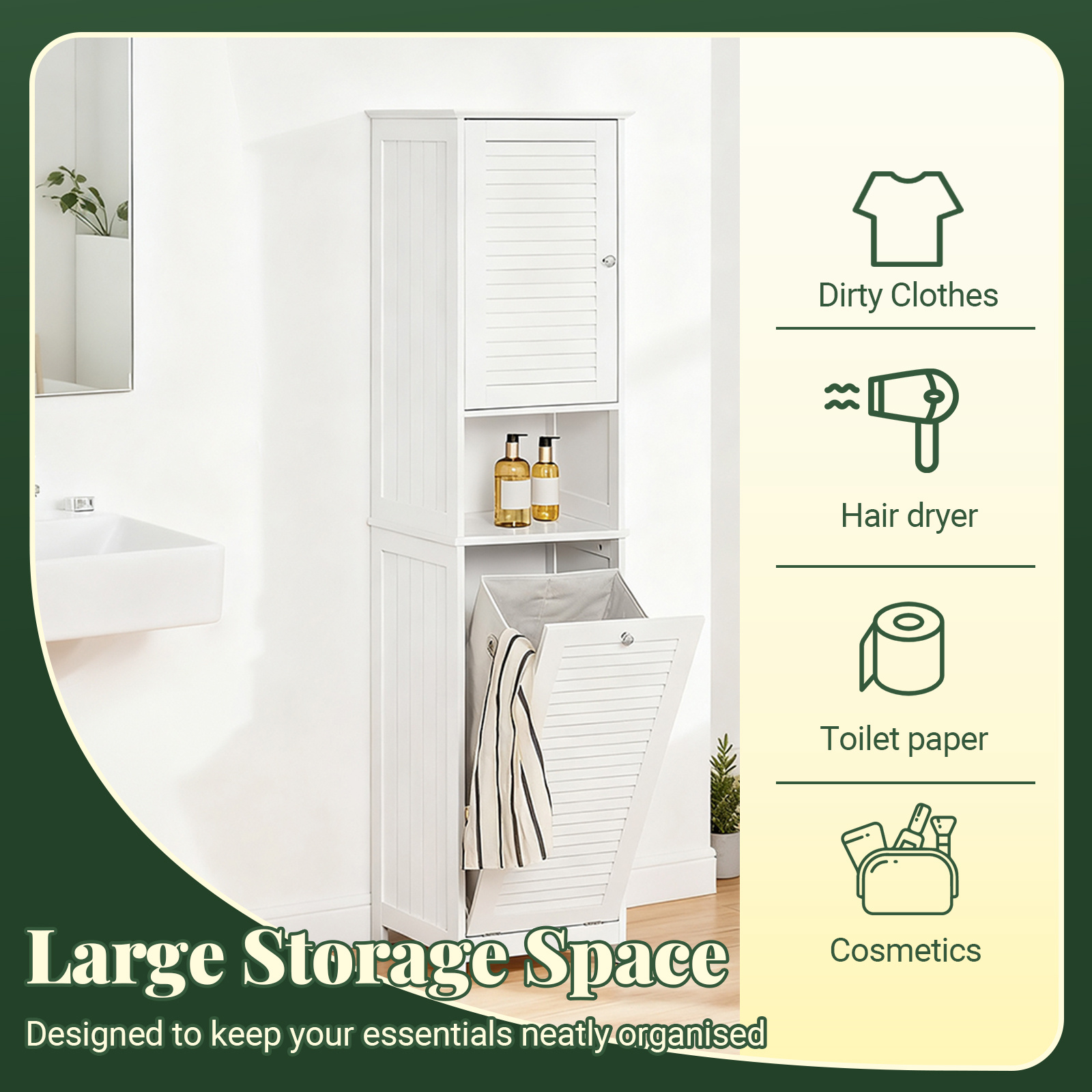 TEMU 1pc Mobile Colonna con Cesto per Lenzuola �� Armadio da Bagno di Archiviazione Stretto Ripiano da Bagno Mobile piccolo WC Armadio 40x170x38 cm -