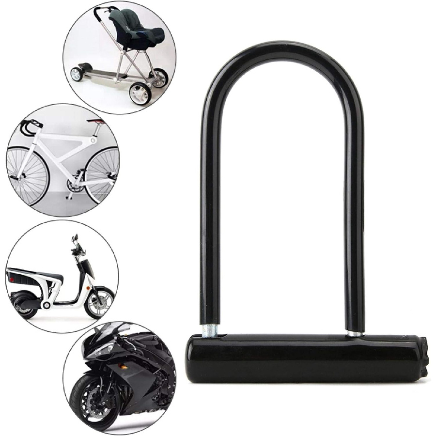 TEMU Candado en U negro de resistencia para bicicletas, con llave, tamaño estándar, adecuado para bicicletas y otros equipos para exteriores, 135×210