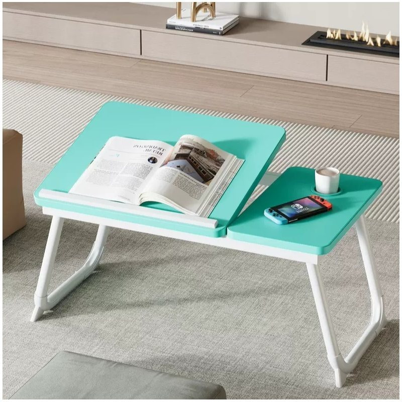 Mesa plegable para cama y sofá con altura ajustable de 5 niveles, bandeja con superfici...