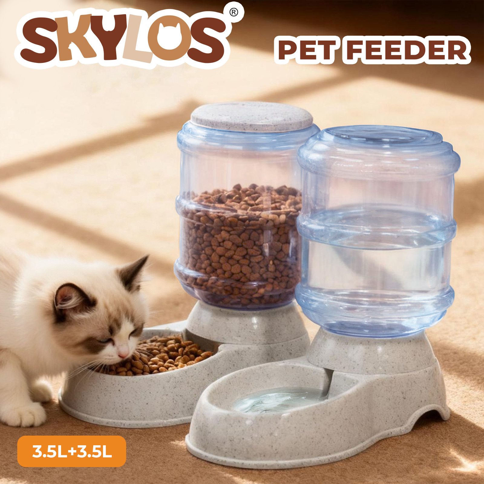   2 packs automatic   feeder and waterer set 3 5l large capacity for dry food and fresh water